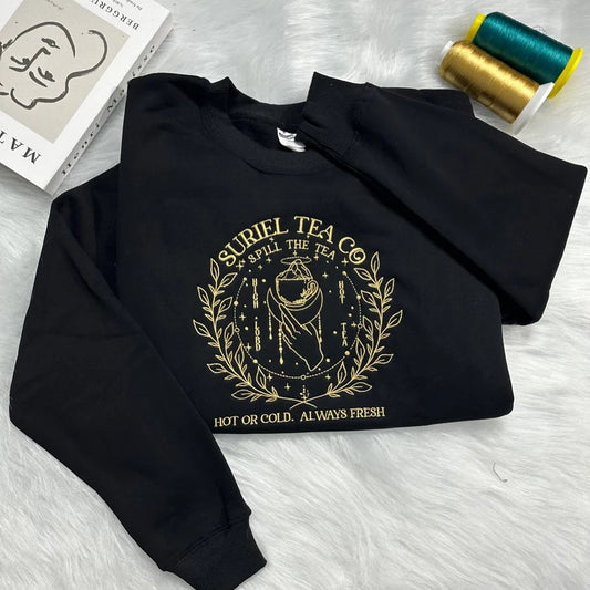 Suriel Tea Co. Embroidered Sweatshirt: The Perfect Gift for ACOTAR Fans and Book Lovers