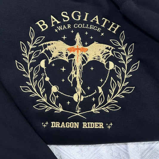 Fourth Wing Embroidered Sweatshirt: Explore the Fantasy World of Basgiath War College