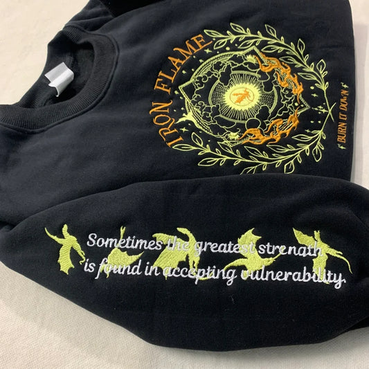 Iron Flame Embroidered Sweatshirt: A Cozy Tribute to Basgiath War College